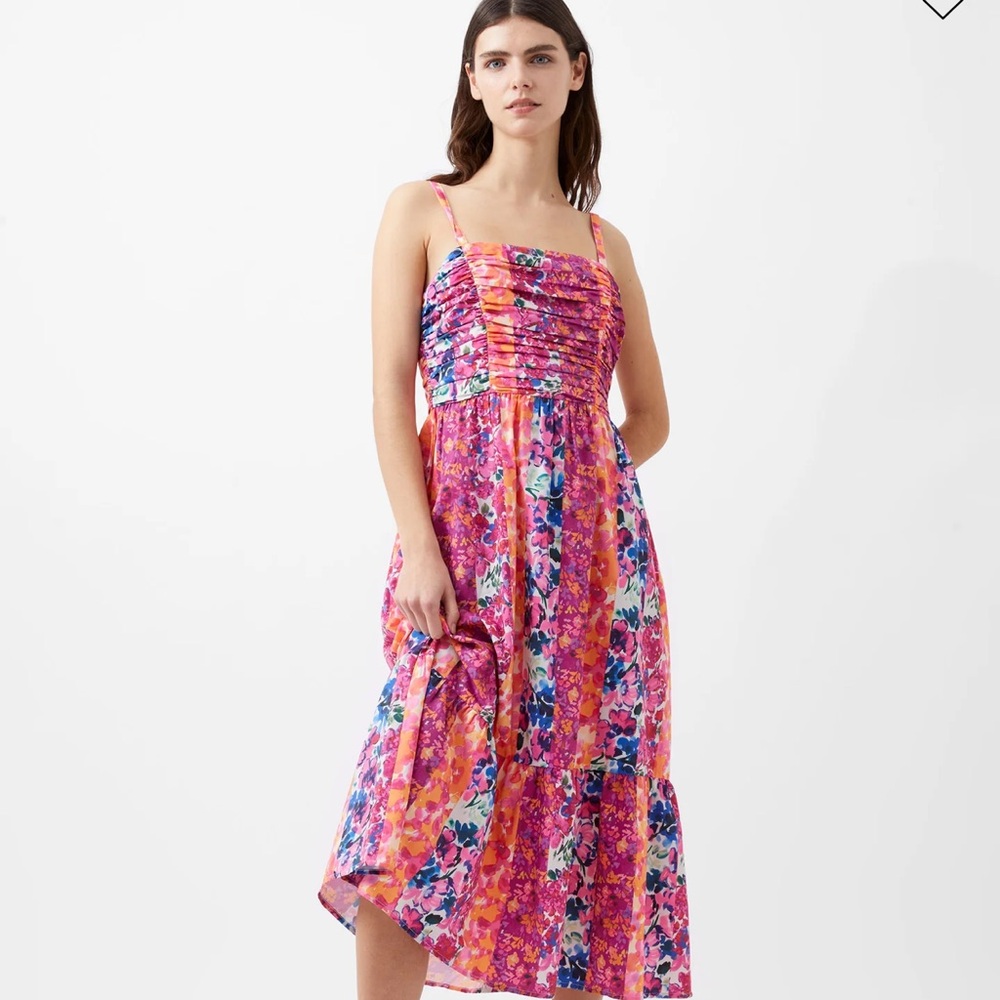 Nwt French connection Carrie Era Sundress Floral Pink Midi Dress size 0